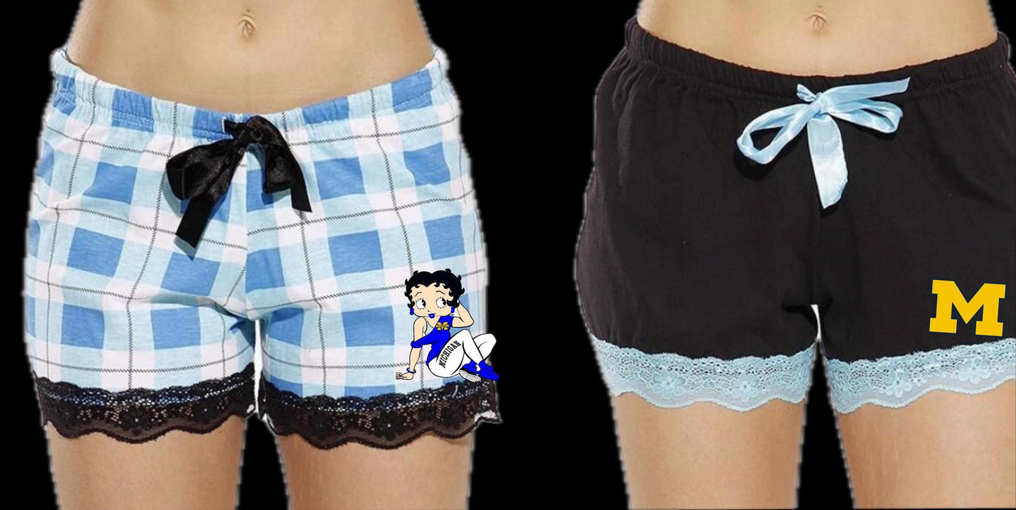 Women’s custom plaid flannel boxer shorts
