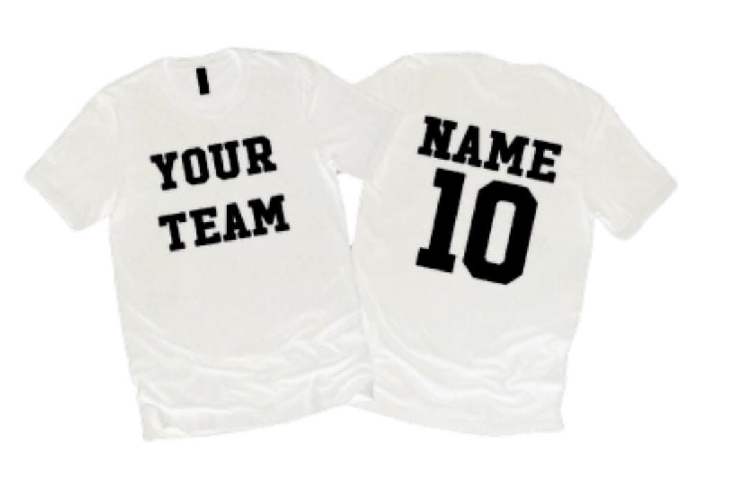Custom Team Uniform Tshirt or Jersey with names, logos and #s 2 sided