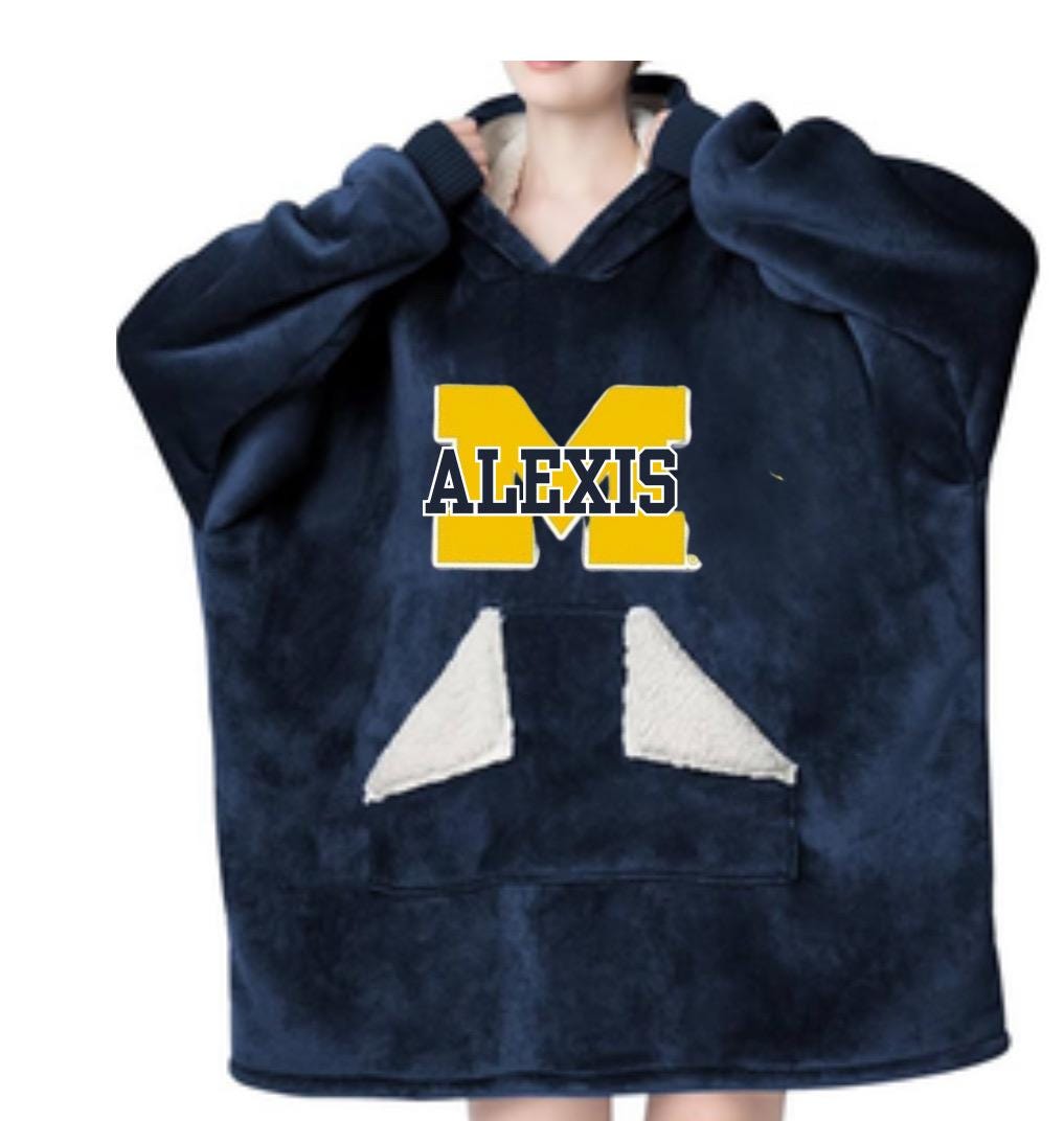 Wearable Blanket Hoodie, Oversized Sherpa Blanket Sweatshirt with Hood Pocket and Sleeves, Personalized College/Wedding/Camp or Lounging. Birthday or Holiday gifts!