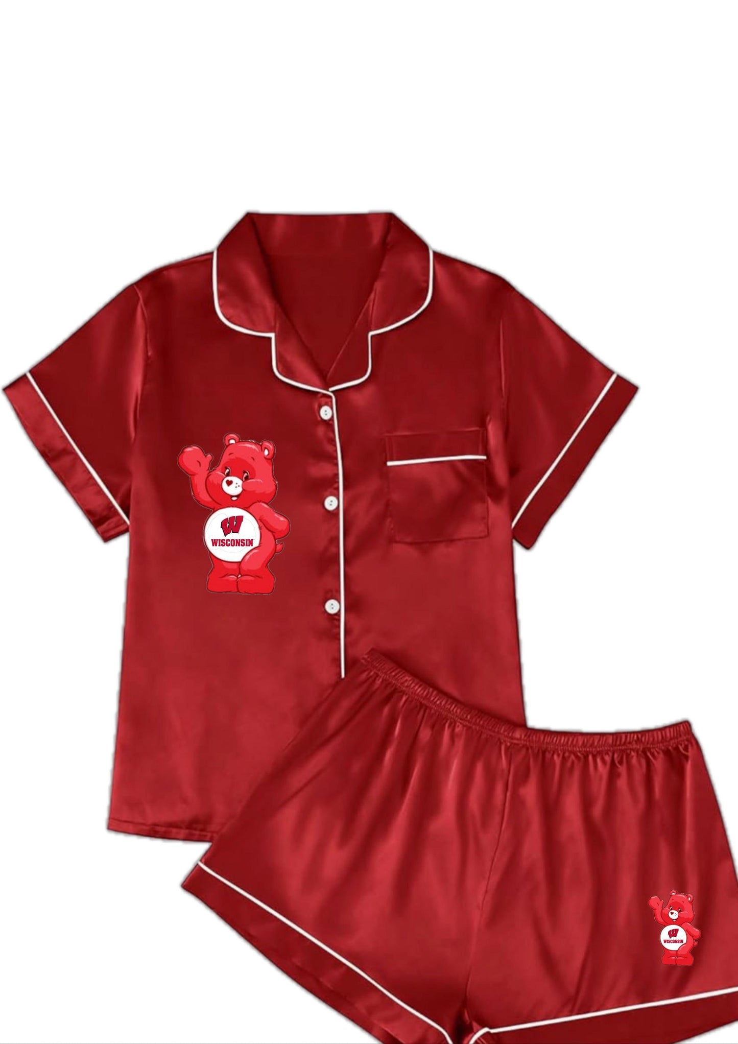 2 piece (custom) satin pajama short lounge set Custom College Set. (Optional name or custom) Greek Sorority Letters (add name on back