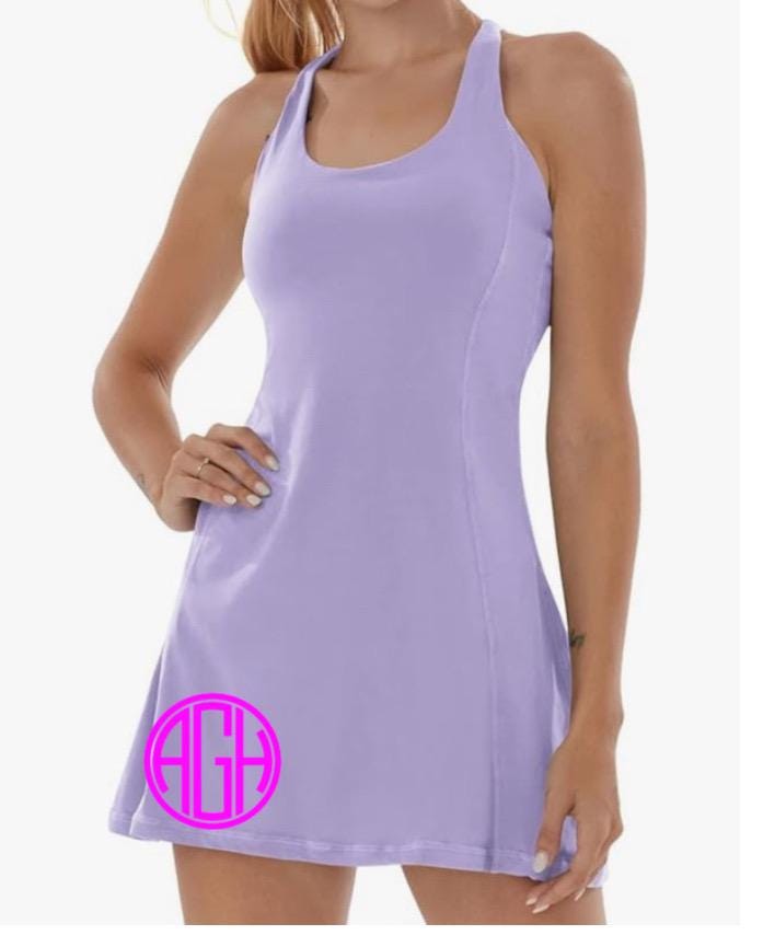 Pickleball MONOGRAM tank top style dress w/ built in bra