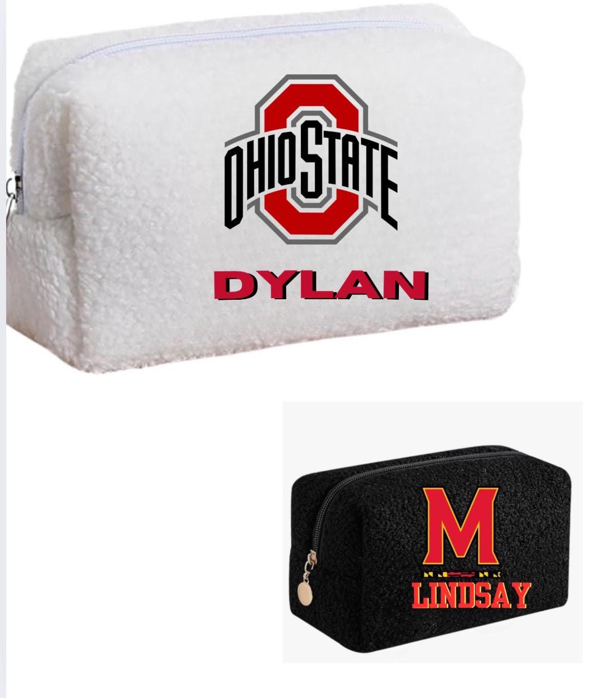 College Logo w/ name or monogram. Wedding day makeup & Supply Pouch for organizing and junk (excellent as allergy kit and epi pen case)