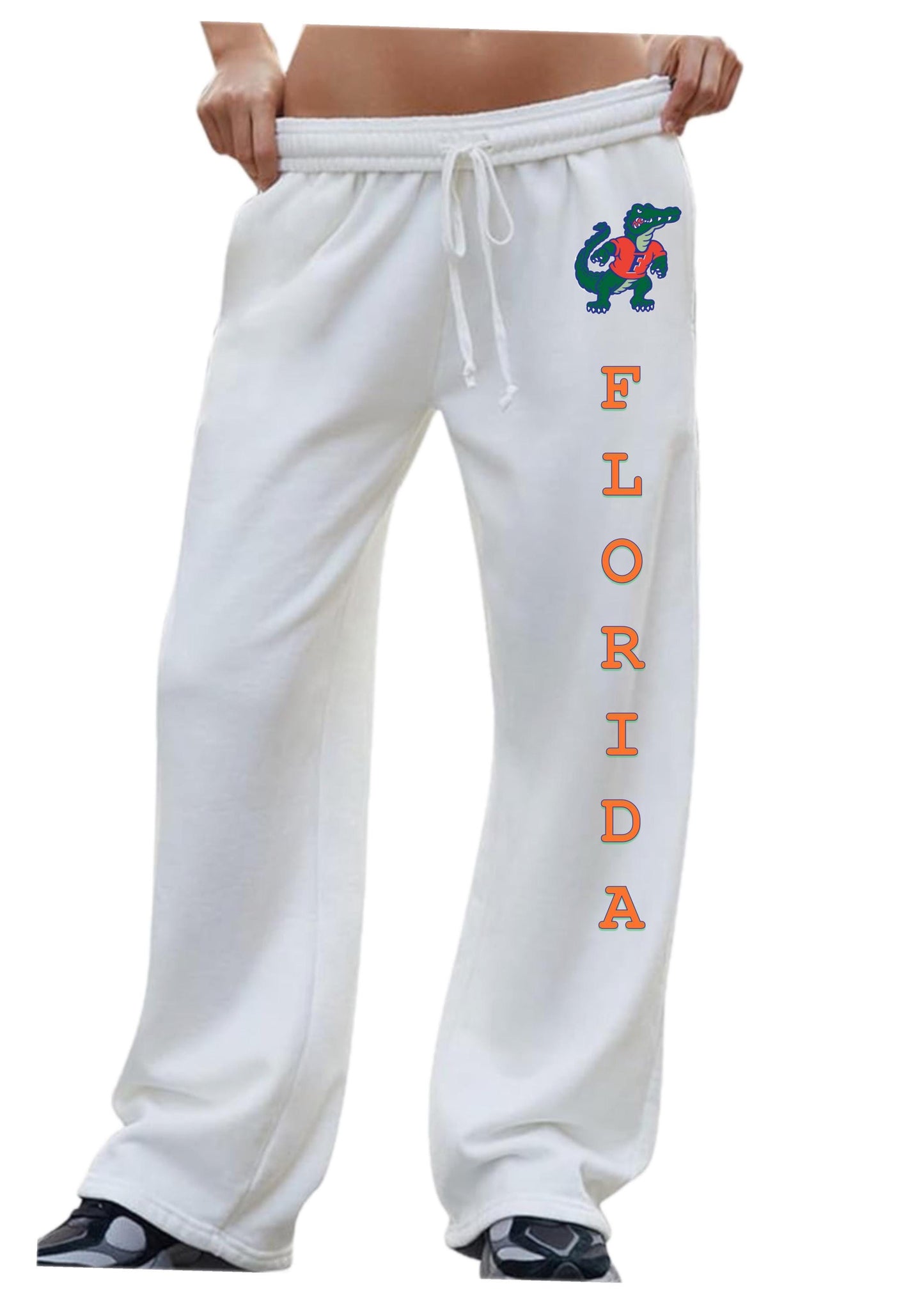 Custom College Sweatpants with Pockets โ Wide Leg Fleece Pants with School Name or Logo Down Leg | Personalized Spirit Wear