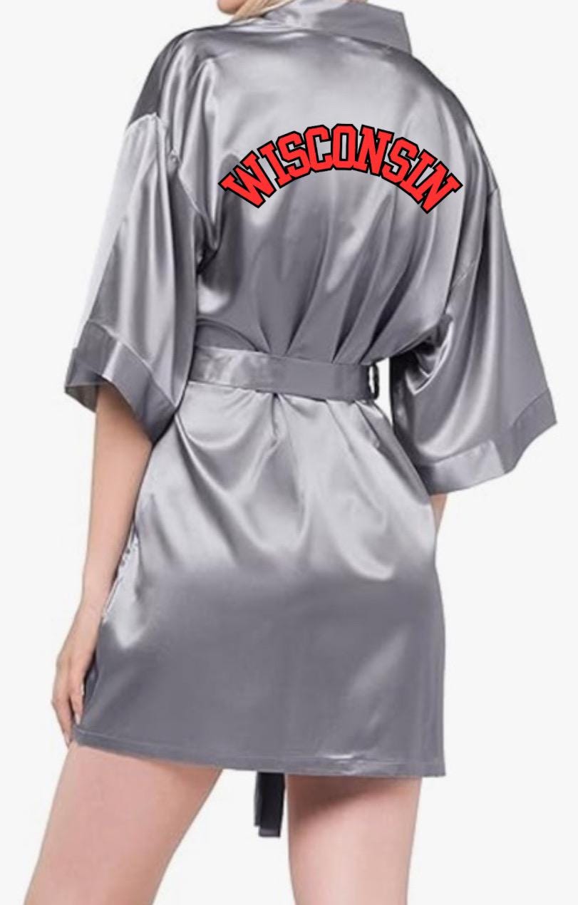 Custom Satin Silky Robe – Kimono Style Lingerie Robe with College Name, Personalized Bridesmaid or Sorority Gift