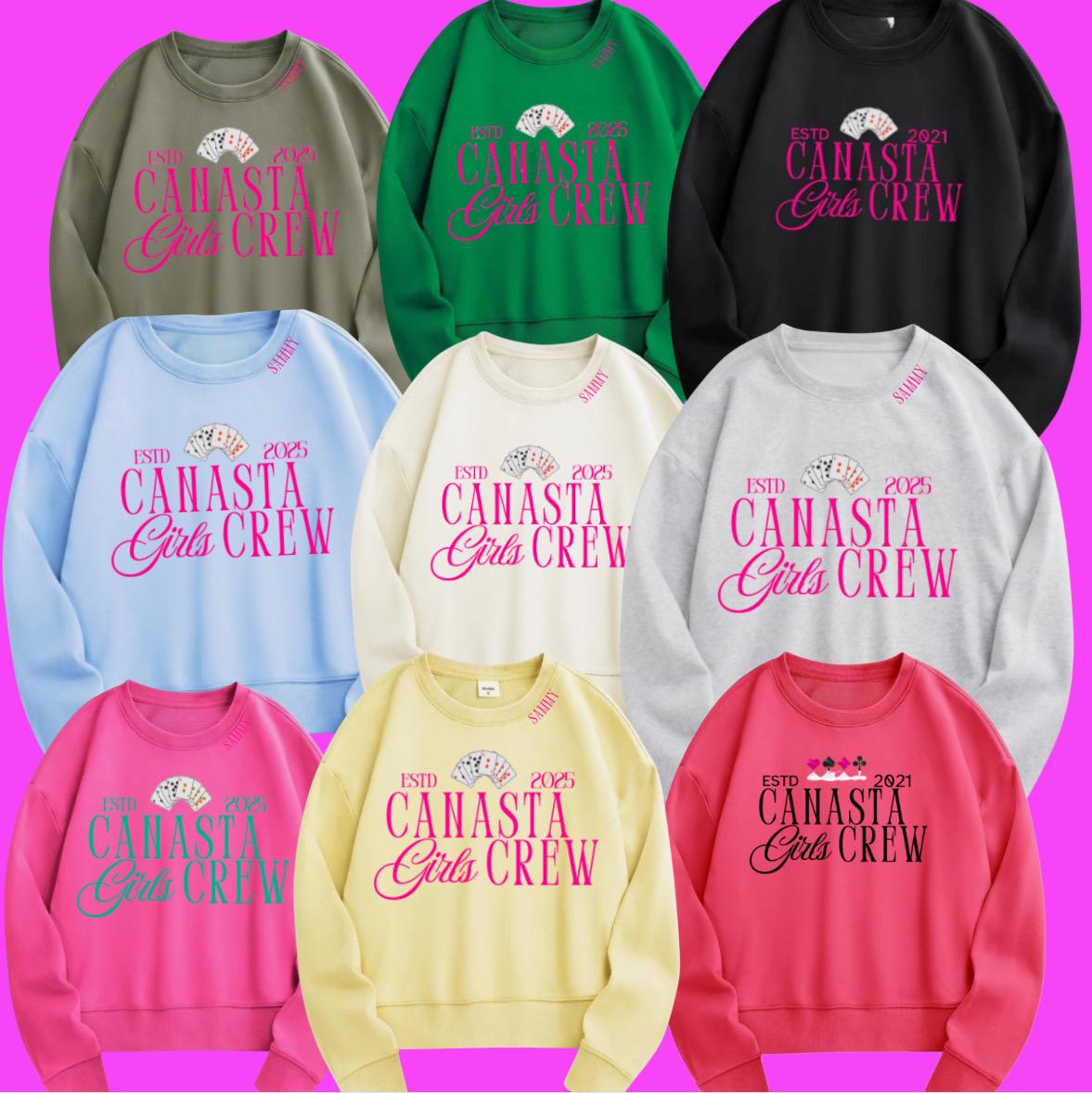 Canasta Women “Girls Crew” Oversized Sweatshirt with Custom Year | Cute canasta Crewneck | Gift for Canasta Lovers | Est. Year Sweatshirt