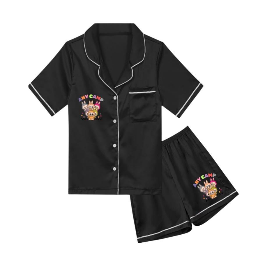 Custom Lafoofu Youth 2 piece satin pajama short set Camp or School - Cute labuboo-Inspired
