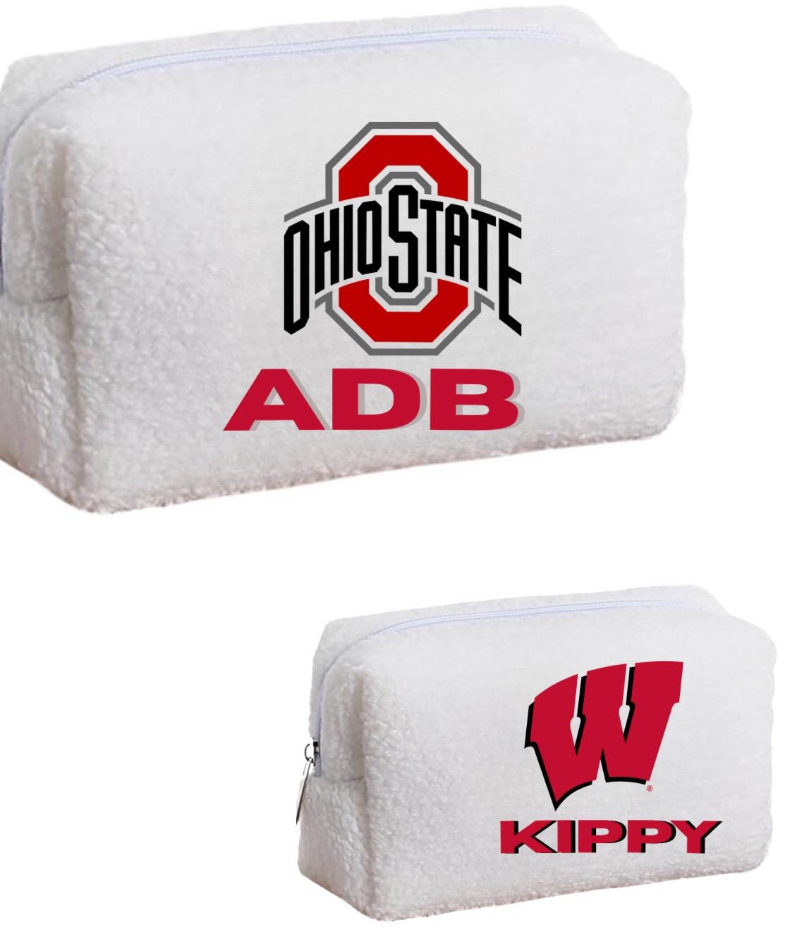 College Logo w/ name or monogram. Wedding day makeup & Supply Pouch for organizing and junk (excellent as allergy kit and epi pen case)