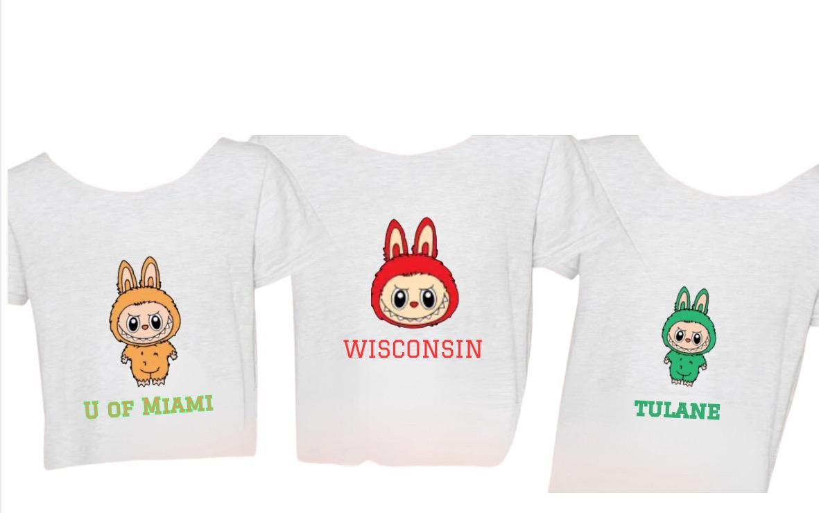 Custom Labubu Youth cropped tank or off shoulder t – Personalized Camp or School - Cute Labubu-Inspired