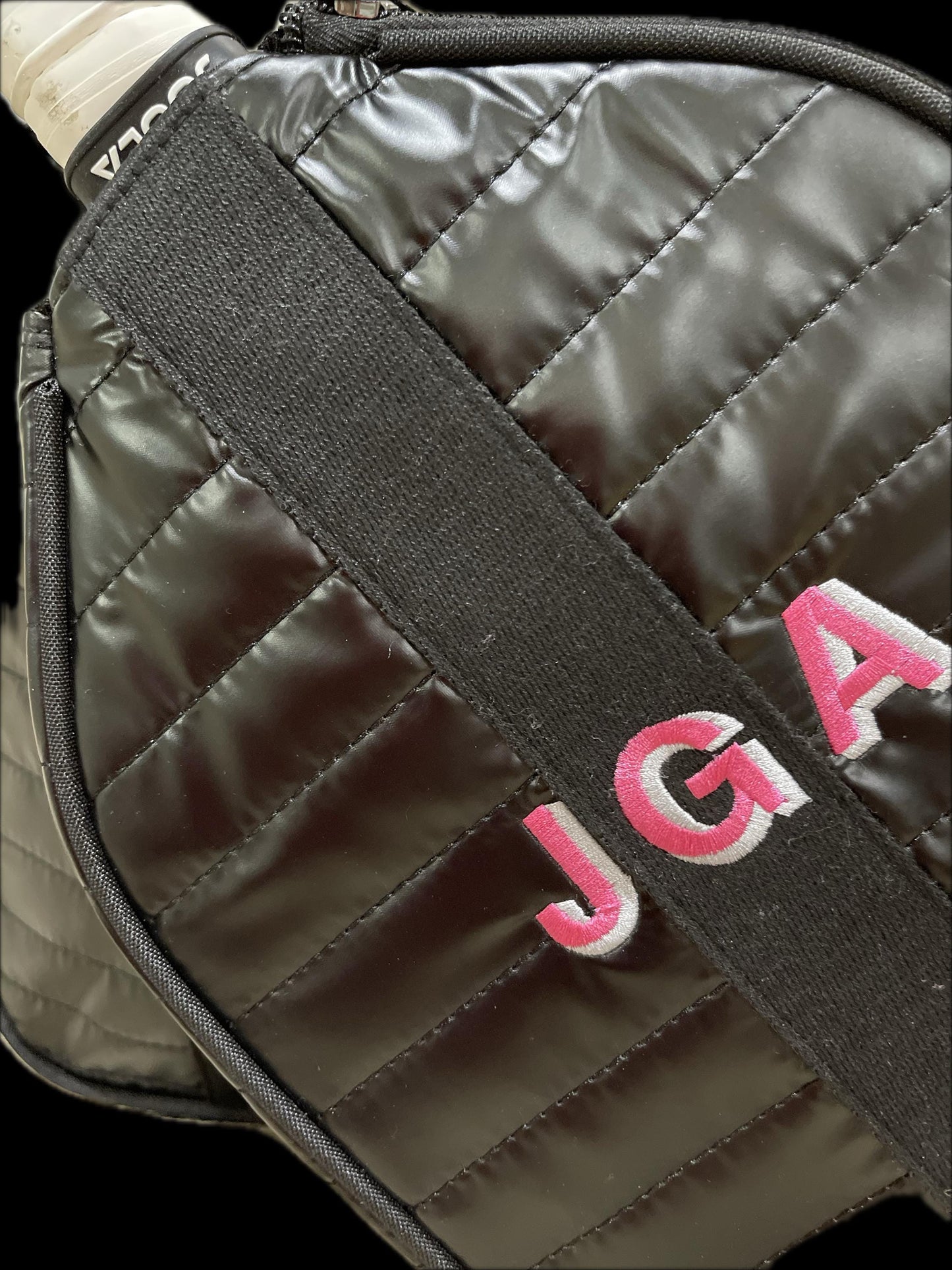 Cutest Pickleball quilted Patent faux leather tote w/ sling bag. detachable paddle bag. Embroidered Monogram or Name! 14”L x 11”(h) x 5”(D)