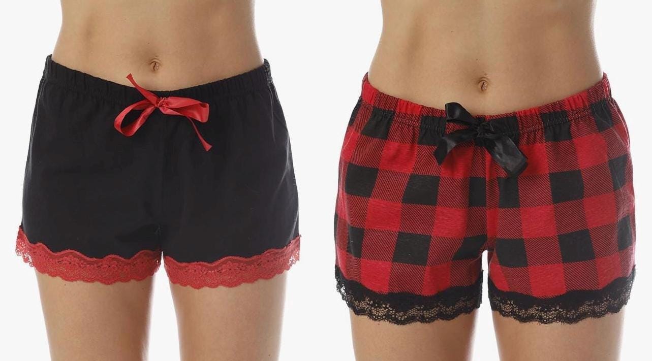 Women’s custom plaid flannel boxer shorts