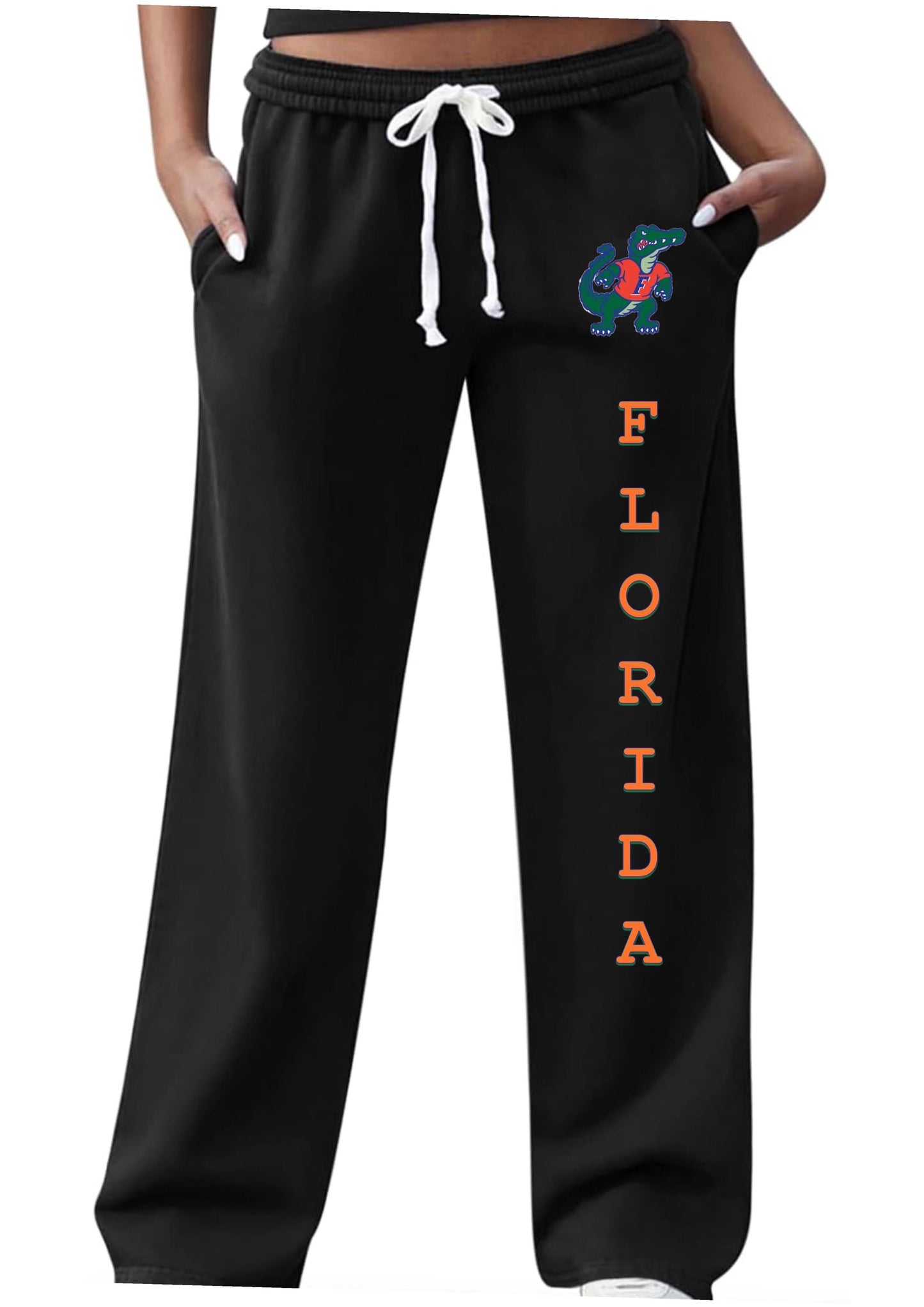 Custom College Sweatpants with Pockets โ Wide Leg Fleece Pants with School Name or Logo Down Leg | Personalized Spirit Wear