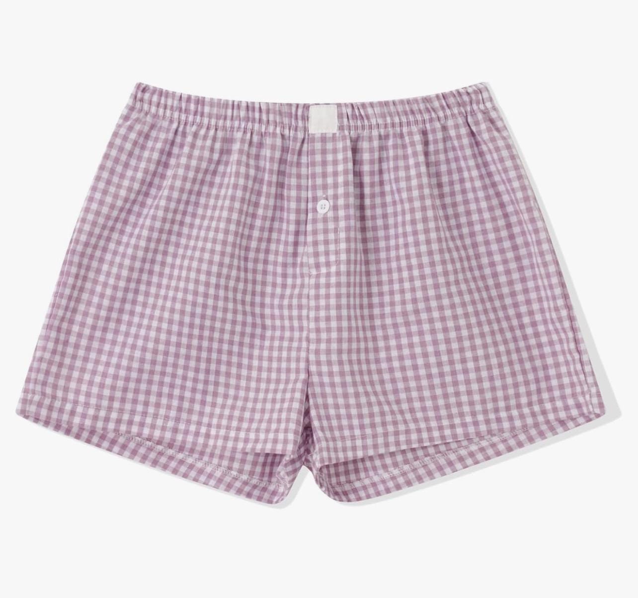 Women’s college or camp custom gingham boxer shorts monogram or college logo