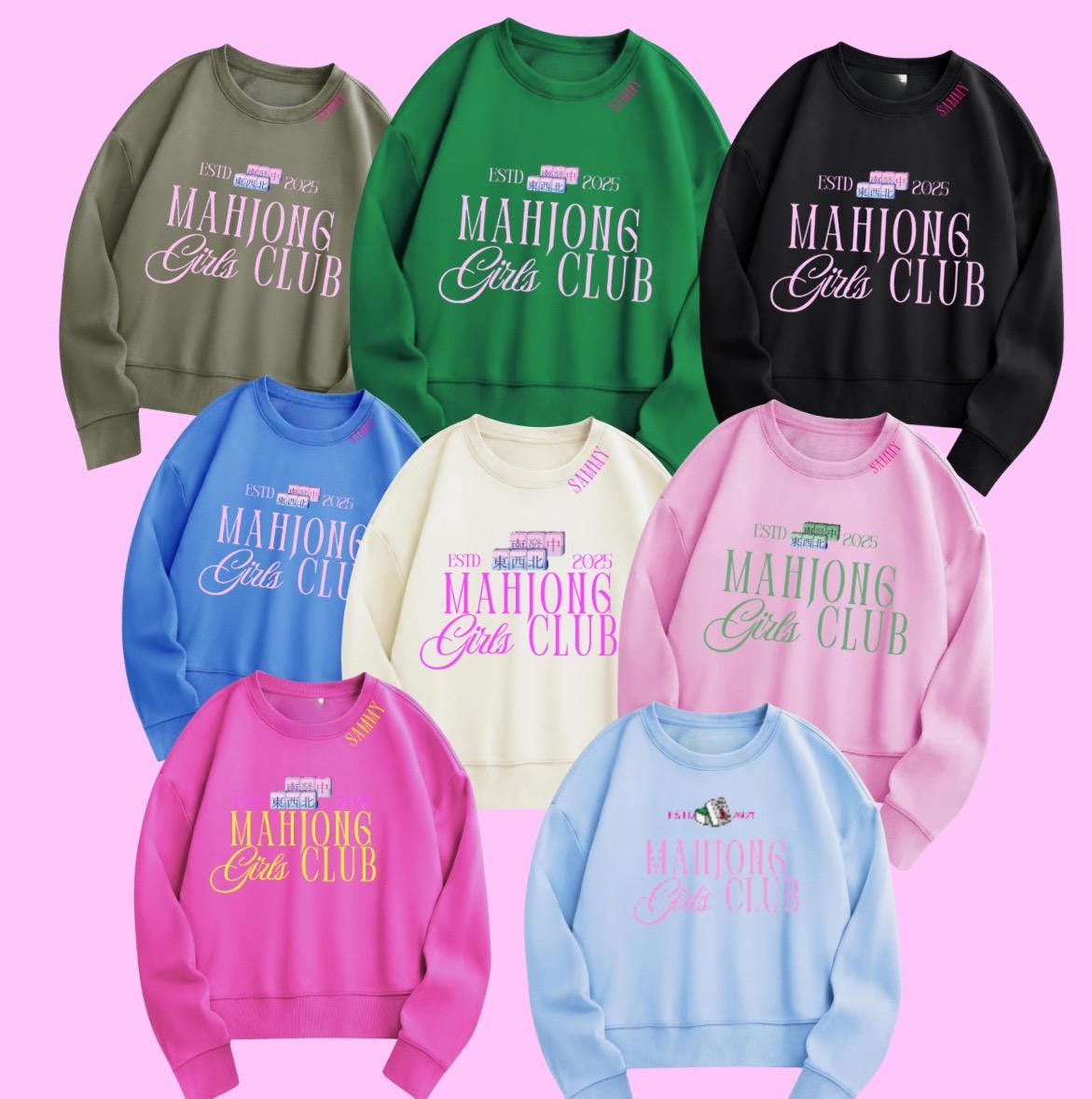 Mahjong Girls Club Oversized Sweatshirt with Custom Year | Cute Mahjong Crewneck | Gift for Mahjong Lovers | Est. Year Game Night Shirt