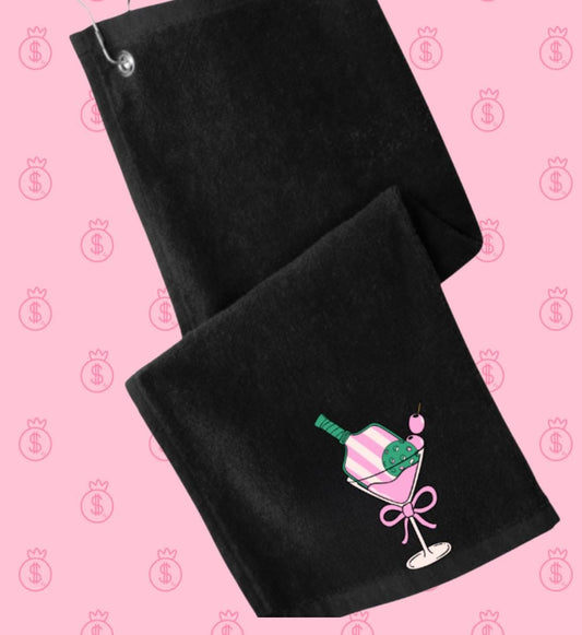 Pickleball Personalized Towels w/ Grommet and Hook Terry Velour