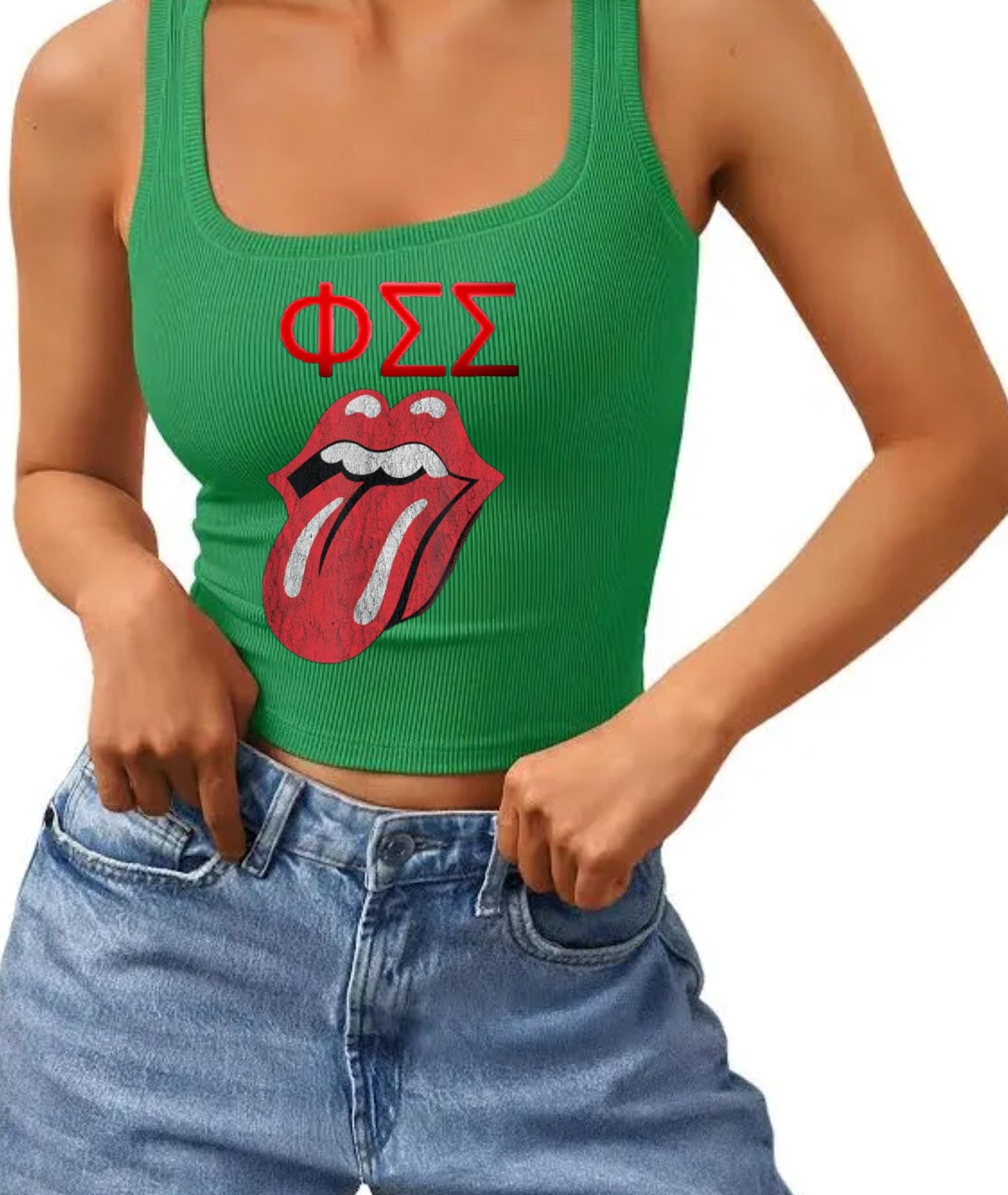 The Stones Image Custom Cropped Tank with college name, sorority name, sorority name with Stones logo (or any name chosen)