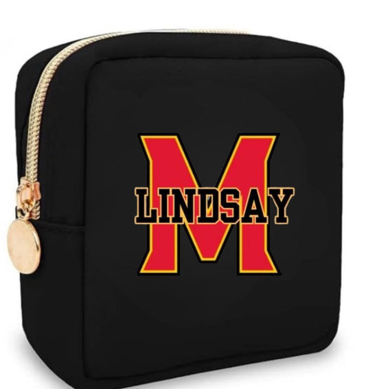 Personalized College Logo Mini Travel Cosmetic Case – Custom Name or Monogram, Small School Backpack, Dorm Essential, College Student Gift
