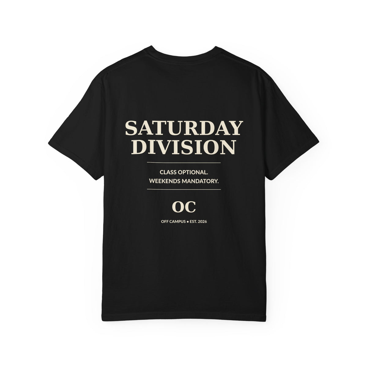 Saturday Division T-Shirt — “Off Campus” Vintage Garment-Dyed Tee