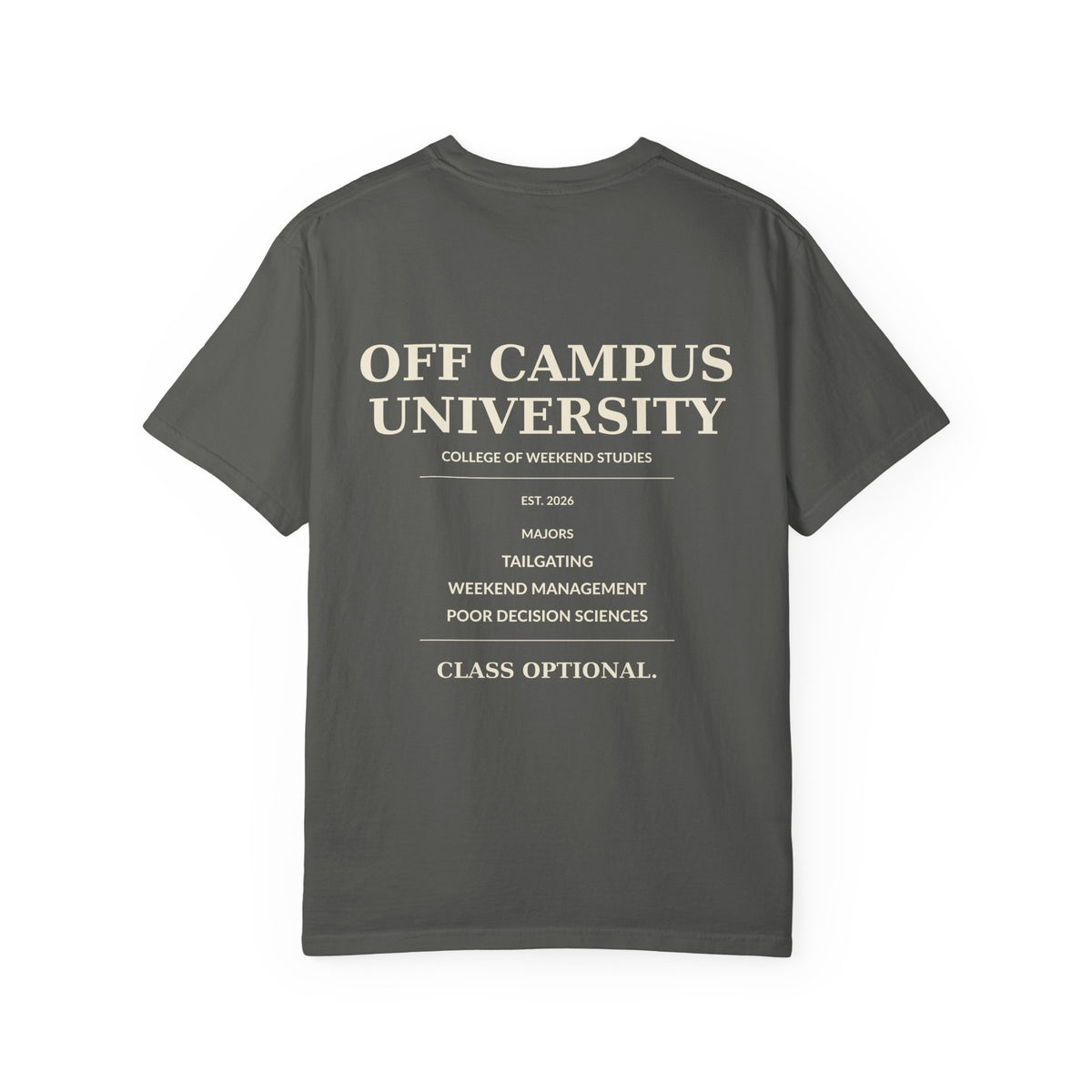 Campus Vibes Garment-Dyed T-Shirt — 'Off Campus University' Minimalist Tee