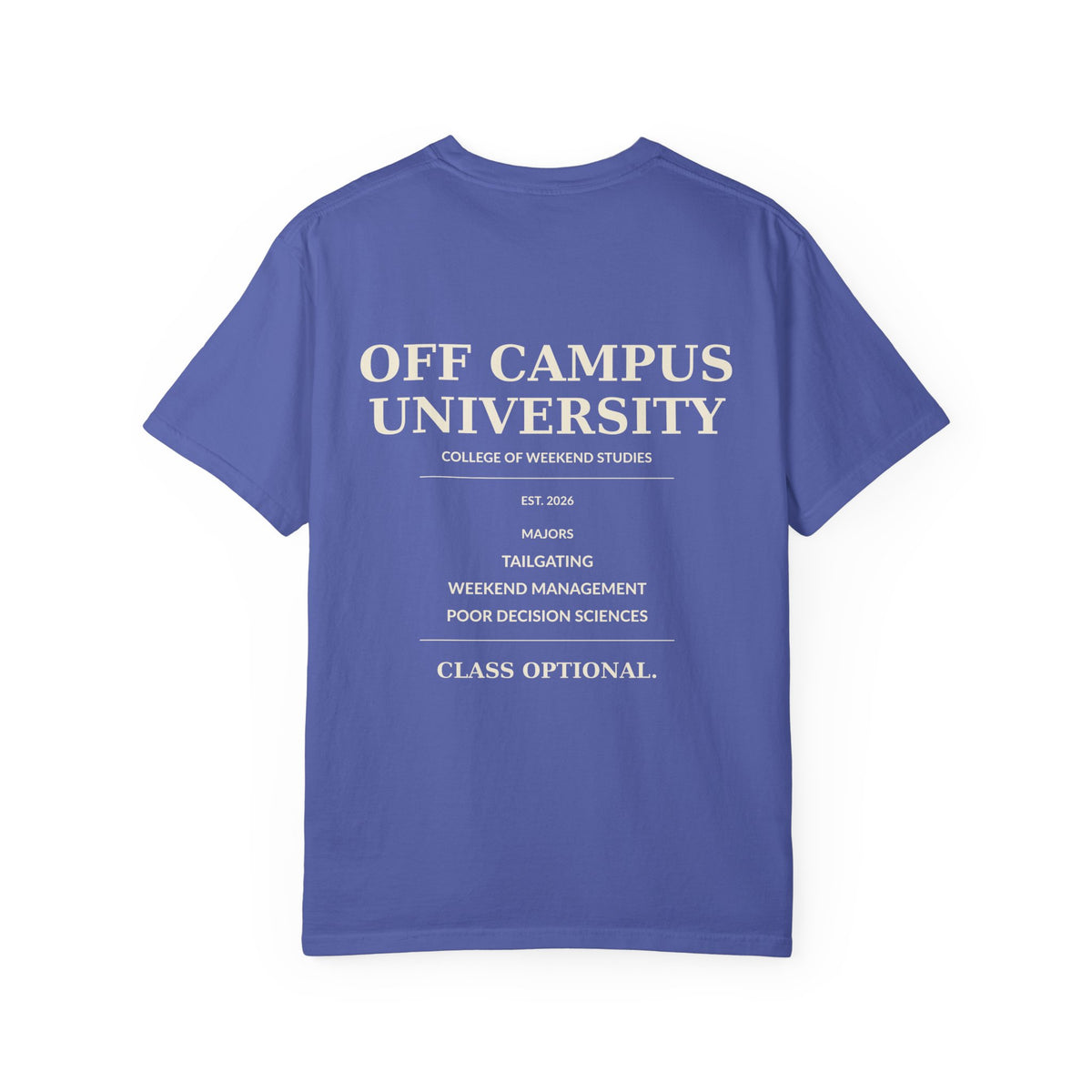 Campus Vibes Garment-Dyed T-Shirt — 'Off Campus University' Minimalist Tee