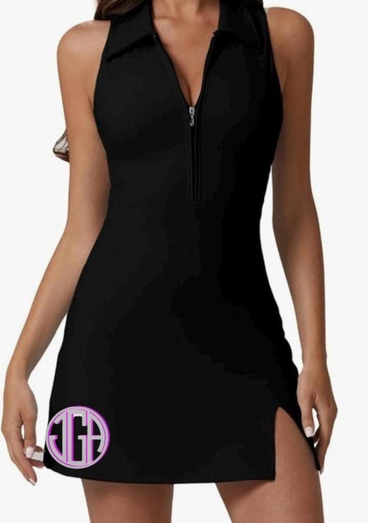 Pickleball MONOGRAM zip front polo collar dress