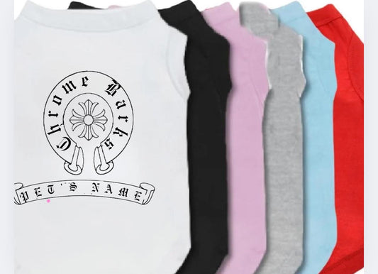 Inspired by iconic Chrome Hearts fashion, this funny and cool dog tee is perfect for pups who love to stand out.