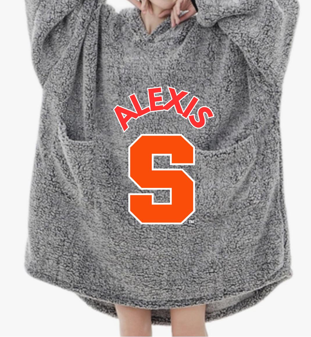Wearable Blanket Hoodie, Oversized Sherpa Blanket Sweatshirt with Hood Pocket and Sleeves, Personalized College/Wedding/Camp or Lounging. Birthday or Holiday gifts!