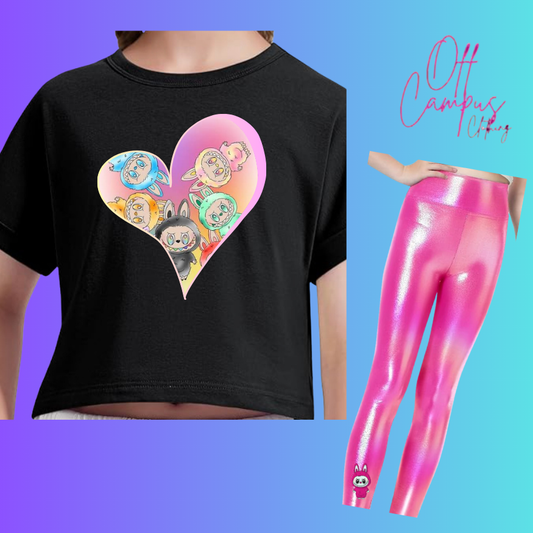 Laboo inspired heart shaped shirt(as a set is an option with metallic matching leggings)