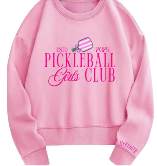 Pickleball Girls Club Oversized Sweatshirt with Custom Year | Cute Pickleball Crewneck | Gift for picklebal Lovers Est. Year Game Night