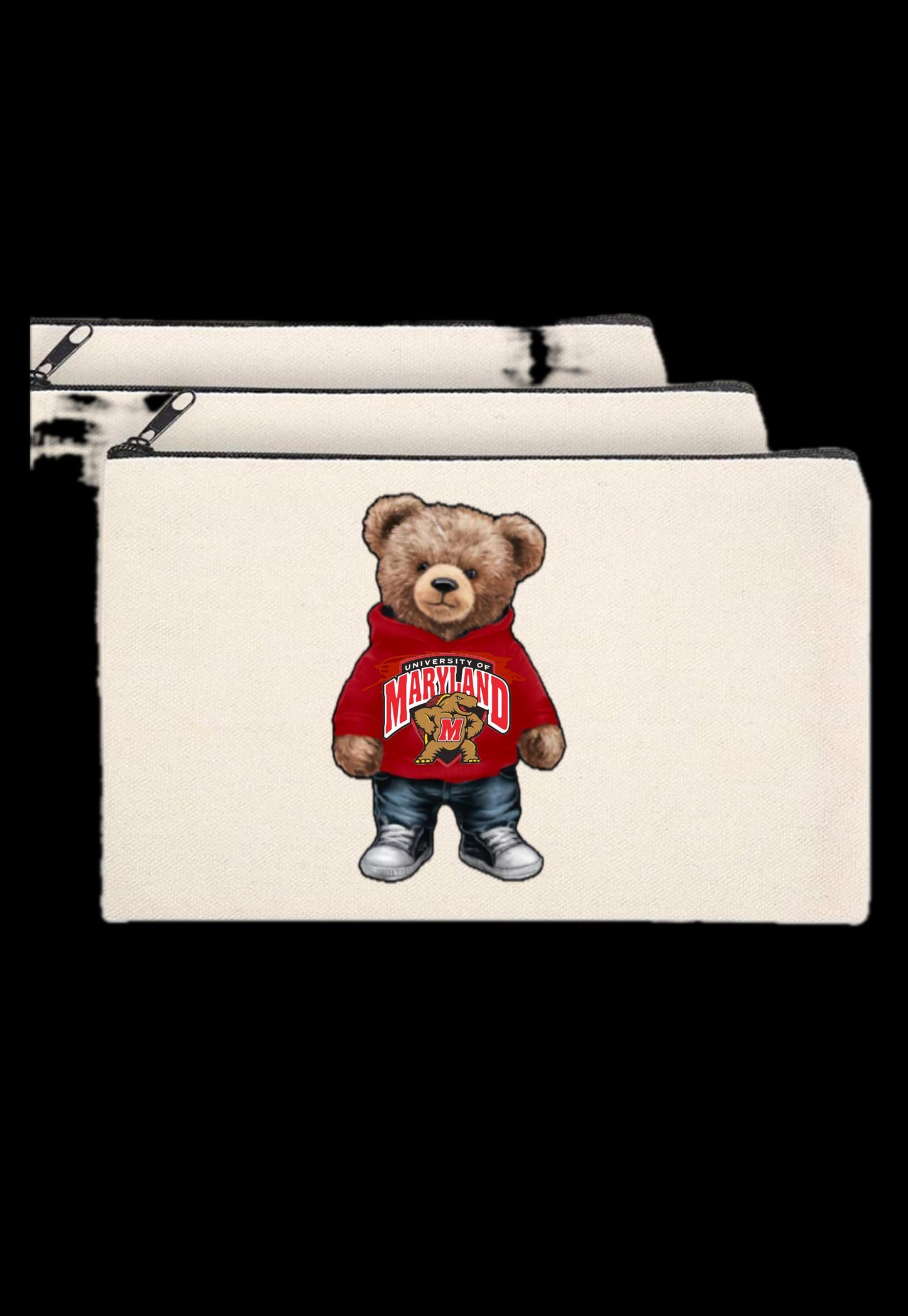 College or Camp Zipper Canvas Pouch (travel, toiletry)
