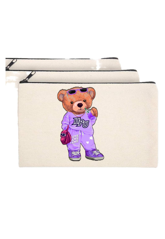 College or Camp Zipper Canvas Pouch (travel, toiletry)