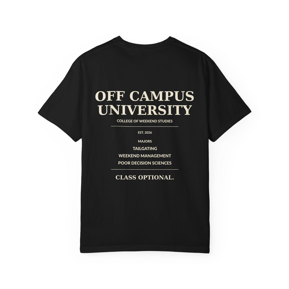 Campus Vibes Garment-Dyed T-Shirt — 'Off Campus University' Minimalist Tee