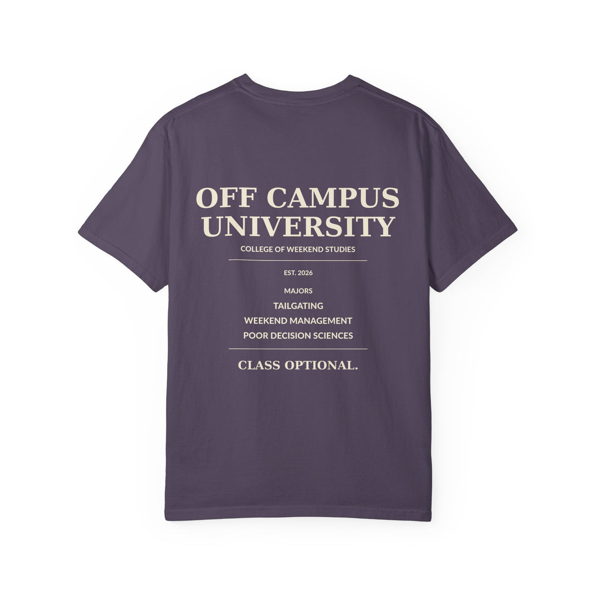 Campus Vibes Garment-Dyed T-Shirt — 'Off Campus University' Minimalist Tee