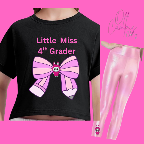Laboo inspired Custom Little Miss Shirt shirt with Grade or name optional. (as a set is an option with metallic matching leggings)