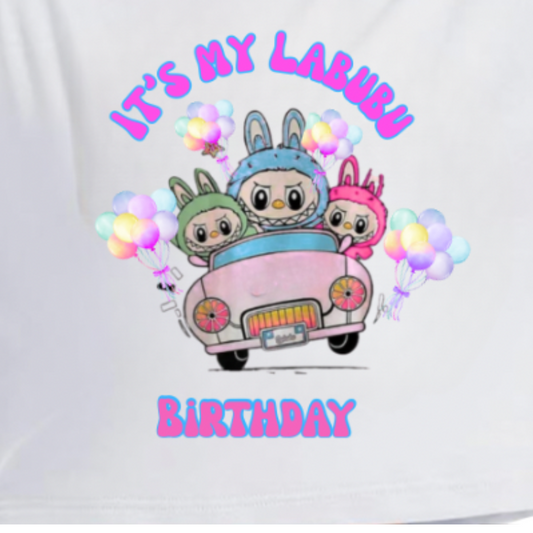 It’s My Labubu Birthday Personalized  Shirt, Cute Labubu with # age on back Inspired Graphic with Name, too