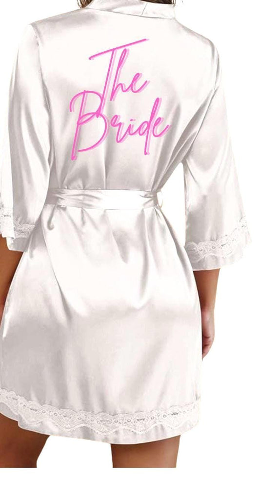 Custom Satin Silky Robe – Kimono Style Lingerie Robe with College Name, Personalized Bridesmaid or Sorority Gift