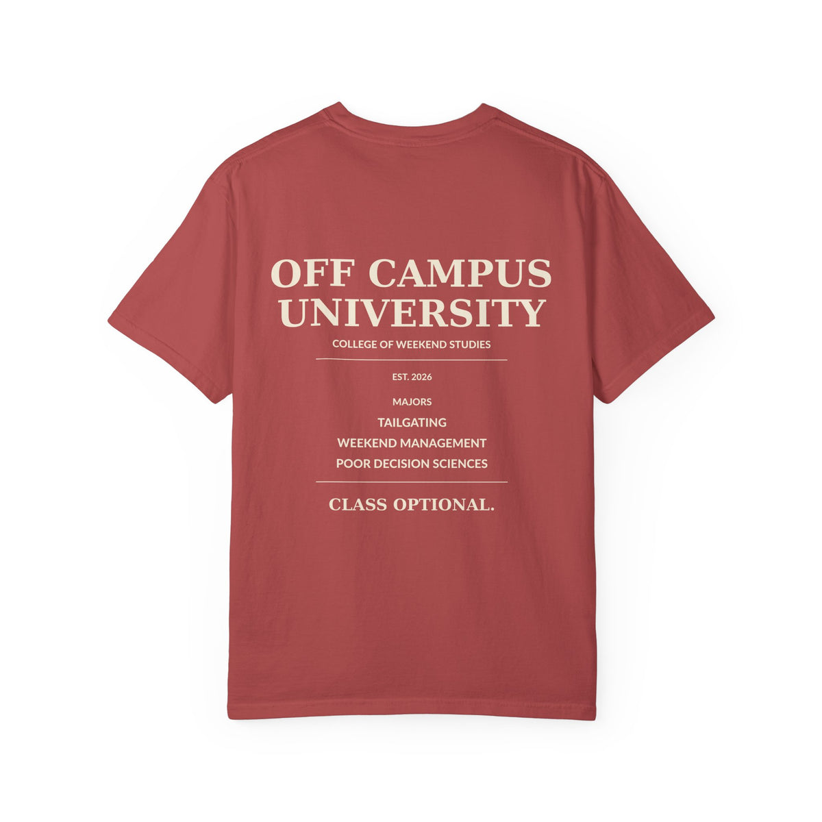 Campus Vibes Garment-Dyed T-Shirt — 'Off Campus University' Minimalist Tee