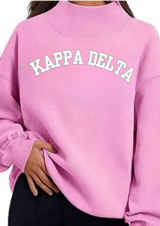 Sorority Mock Neck oversized Sweatshirt w/ Custom dates on cuff