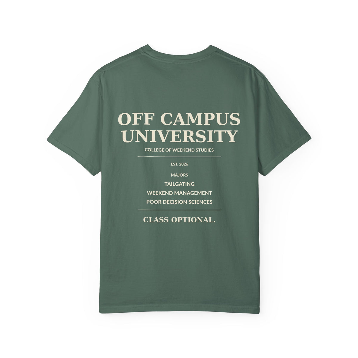 Campus Vibes Garment-Dyed T-Shirt — 'Off Campus University' Minimalist Tee