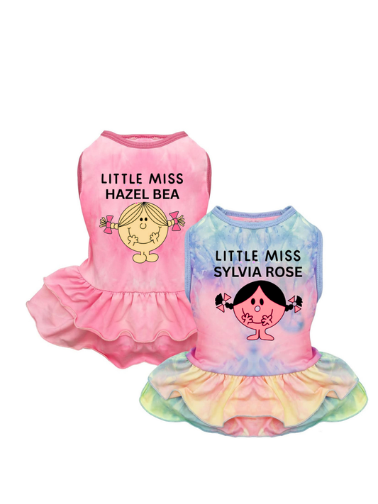 Little Miss TIE DYE Dog Name shirt/dress