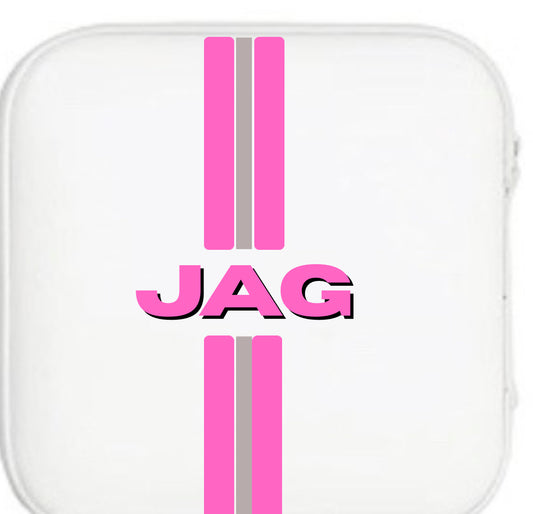 Mini travel Jewelry case with Zipper monogram or college logo faux leather (perfect for the dorm)