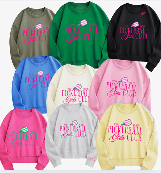 Pickleball Women’s “Girl Club” Crewneck | Gift for Pickleball Lovers | Est. Year Sweatshirt