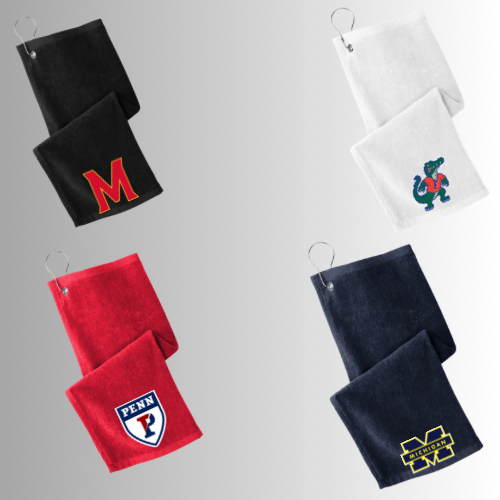 Golf Towels w/ Grommet and Hook Terry Velour with logo