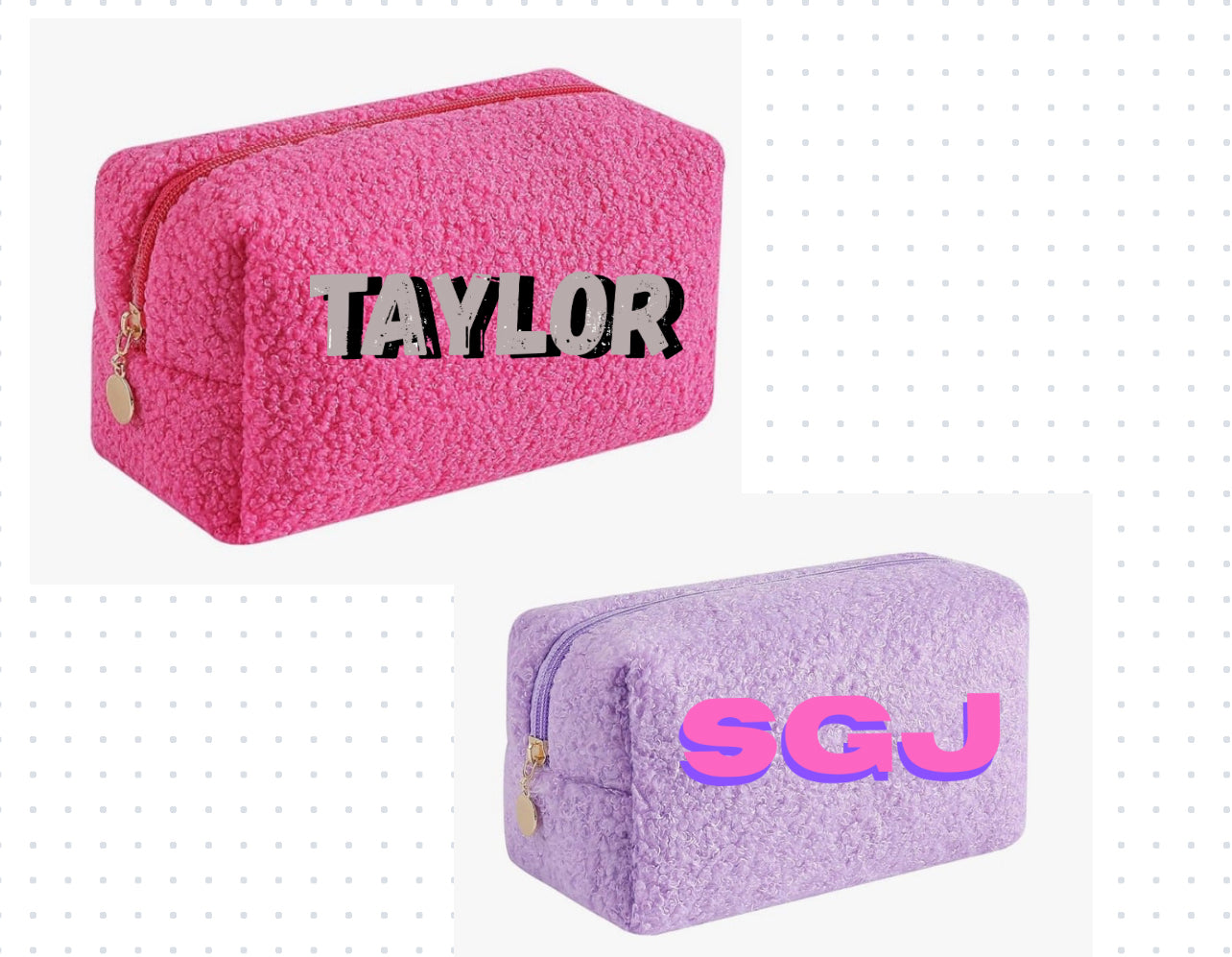 College Travel Tote Bag Sherpa Cosmetic Bag for Organizing Storing Jewelry and Cosmetic Case travel. Mini faux pearls.