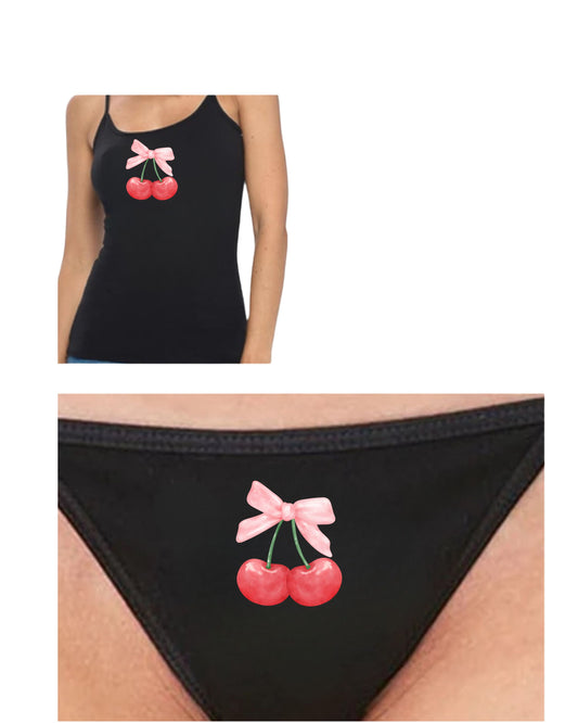 Custom Women’s Cotton Thong or Cami Set (Day or Night)  perfect gift for yourself! cherries, rainbows, bows, hearts, smiles….many choices