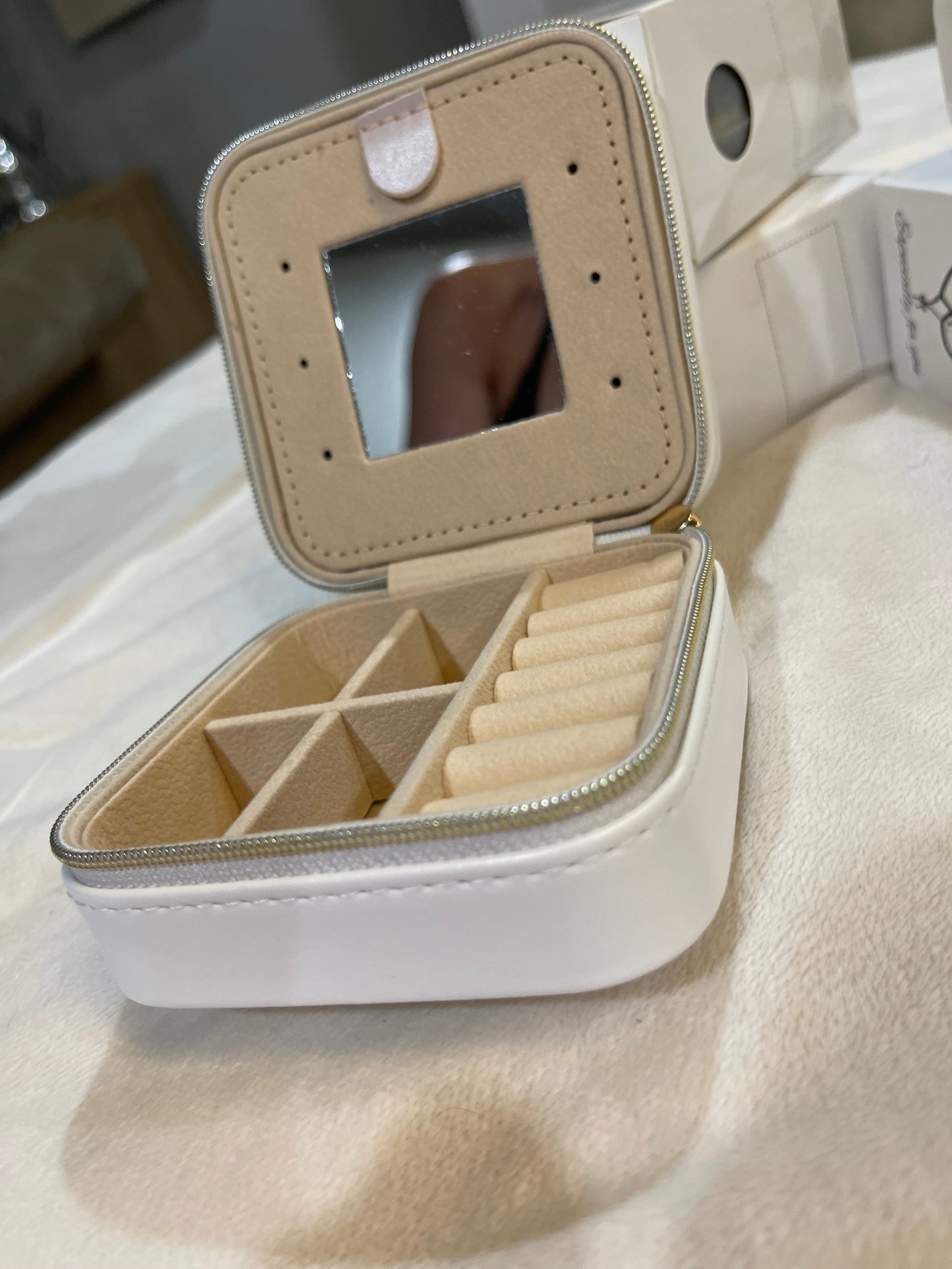 Mini travel Jewelry case with Zipper monogram or college logo faux leather (perfect for the dorm)