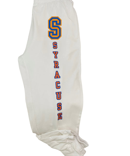 College Custom name with logo Fleece Sweatpants wide bottom with pockets college logo and name (sorority or camp )