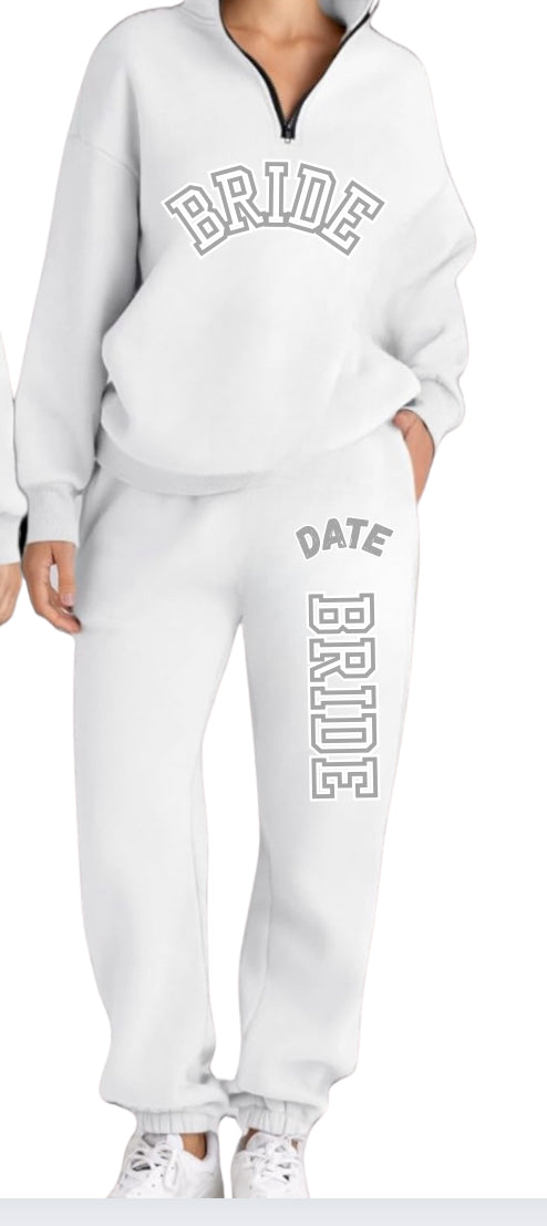 Bride/New Mrs Matching 3/4 Zip Pullover Sweatshirt or Set