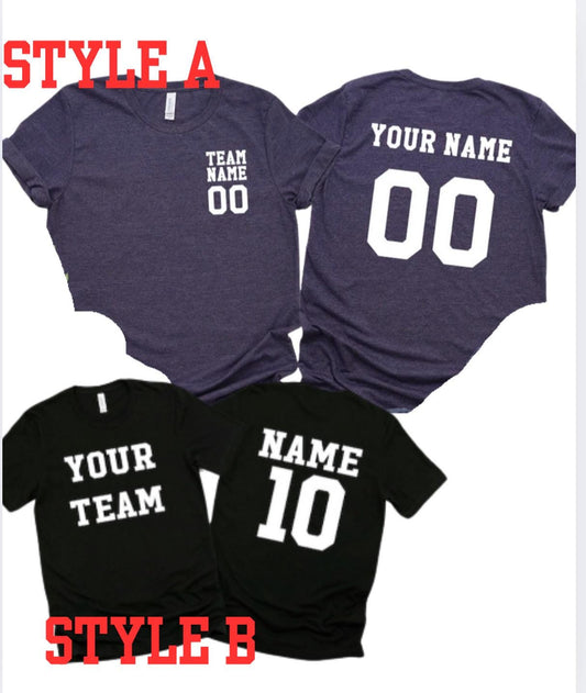 Custom Team Uniform Tshirt or Jersey with names, logos and #s 2 sided