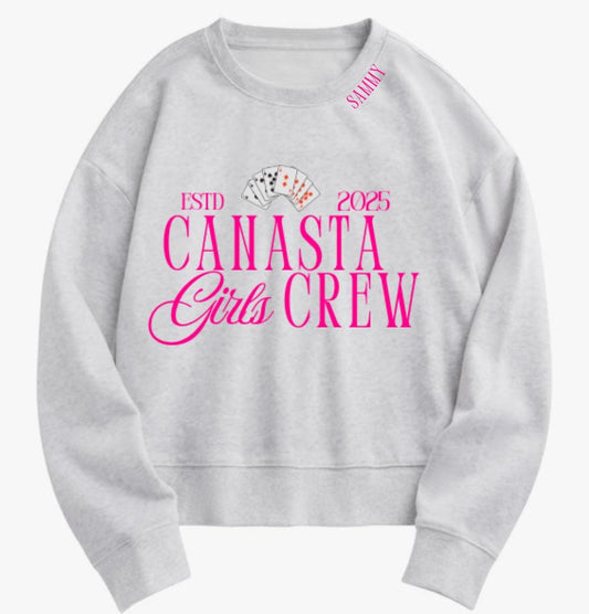 Canasta Women “Girls Crew” Oversized Sweatshirt with Custom Year | Cute canasta Crewneck | Gift for Canasta Lovers | Est. Year Sweatshirt