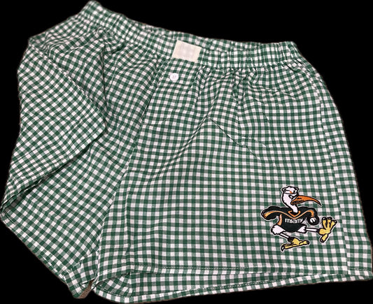 Women’s college or camp custom gingham boxer shorts monogram or college logo